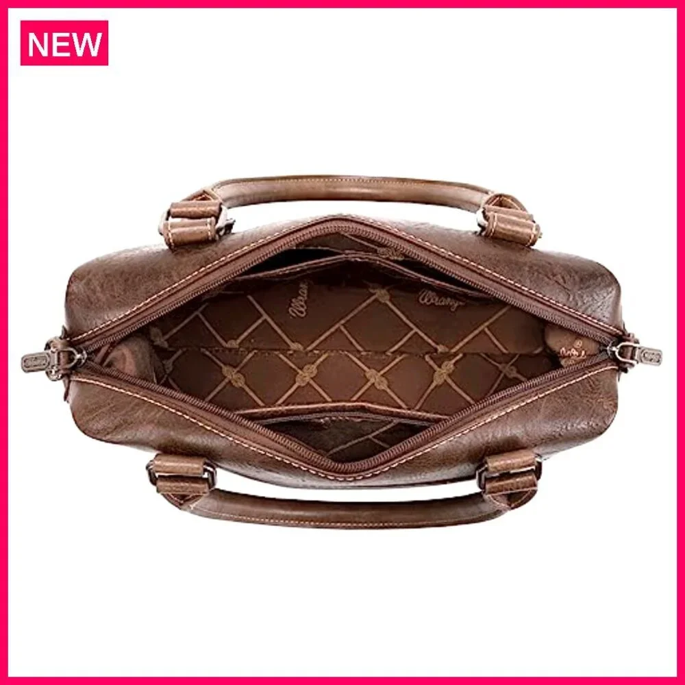 Western Barrel Satchel Purse with Detachable Strap, Lightweight Spacious Handbag - Picture 7 of 8